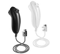 XiQiDianr Nunchuck Controller, confezione da 2 controller Nunchuck di ricambio per controller wii Nunchuck Joystick Gamepad, compatibile con console Nintendo Wii e Wii U (nero+bianco)
