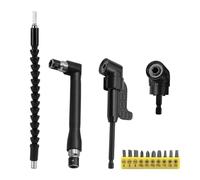 Xiqiggi 14 Pezzi Kit Trapano Mandrino Angolare con Avvitatore, Prolunga, Snodo 105°, Porta Inserti e Punte Adattatore