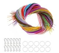 Xiqiggi 200 Stück Scooby Doo Fili 1.8mm, 20 Colori Nastri Corde Plastica per DIY 1m, Scooby Doo, filo per Braccialetti, Scubidu Fili per DIY con Gancio e Anello, Anello di Ferro Chiusura Aragosta