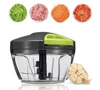 Xiqiggi 520 ml Tritatutto Manuale, Trita Verdure Manuale con Tirante a Corda, Mini Tritatutto Tagliaverdure Manuale con 3 Lame Acciaio Inossidabile Cucina, Trita Cipolla Frullatore, Alimenti Neonati