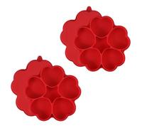 XIQIRUI Stampo per pane a forma di cuore confezione da 2 stampo per torta a 5 fori con coperchio in silicone rosso