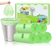 XIQIYY - Pattumiera biodegradabile da 5 litri, con piccoli sacchetti compostabili da 2,6 galloni per la casa, il bagno, la cucina, l'ufficio, la lattina da 5 a 8 litri, 120 conti, verde