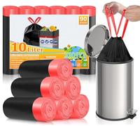 XIQIYY Sacchetti Spazzatura 10-12L con Manici - Sacchi Immondizia Neri Resistenti, 90 Pezzi Sacchetti Spazzatura Piccoli per Bagno, Casa e Ufficio