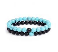 XIRUIFI 2 pz/set braccialetto coppie distanza nero bianco pietra naturale lava occhio di tigre perline yoga per gli uomini donne corda elastica gioielli regalo, Misura unica, 17 cm - 8 mm - 22, Agata