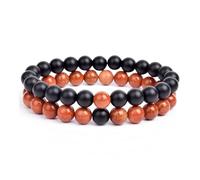 XIRUIFI 2 pz/set braccialetto coppie distanza nero bianco pietra naturale lava occhio di tigre perline yoga per gli uomini donne corda elastica gioielli regalo, Misura unica, 17 cm - 8 mm - 10, Agata