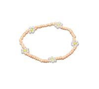 XIRUIFI Grazioso braccialetto con perline a forma di margherita, da donna, alla moda, bohémien, colorato, con charm elasticizzato, regalo per feste, Misura unica, Agata