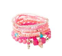 XIRUIFI Set di braccialetti con perline fatte a mano bohémien per le donne estive con perline colorate a catena braccialetto ragazze boho moda gioielli accessori, Misura unica, Agata