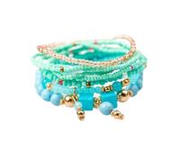 XIRUIFI Set di braccialetti con perline fatte a mano bohémien per le donne estive con perline colorate a catena braccialetto ragazze boho moda gioielli accessori, Misura unica, Agata