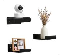 xiruiubao Mensole da Muro, 3 Pezzi Mensolina da Muro Piccola, Mini Mensola da Parete Senza Foratura in Acrilico per Camera da Letto, Soggiorno, Bagno (Nero,10x10x5 cm)