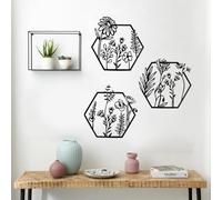 xiruiubao Quadro 3d,Fiori Quadretti da Parete,3 Pezzi Quadri in Metallo,Minimalist Fiore Arte Linea Decorazioni da Parete per Camera da Letto,Soggiorno,Ufficio,Decorazione da Parete in Metallo Nero