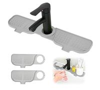 xiruiubao Tappetino Rubinetto Silicone, Patchwork Grande Tampone di Drenaggio per Rubinetti, Protezione Antispruzzo per Cucina per Mantenere Asciutti i Piani di Lavoro, 42 x 10 cm, Grigio