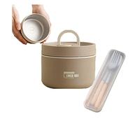 XIRUJNFD New Portable Insulated Lunch Container Set, Stackable 304 Stainless Steel Food Thermal Bento Box with Thermal Bag, Lunch Box for School Work Picnic Travel (Brown,Single Large)