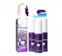 XIRUJNFD Purple Toothpaste for Teeth Whitening, Dental Color Corrector Toothpaste Purple, Toothpaste Sensitive Teeth, Removal Coffee, Yellow Teeth (3Pcs Purple)