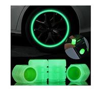 XIRUJNFD Universal Fluorescent Car Tire Valve Caps 4pcs, Luminous Tire Valve STEM Caps, Fluorescent Car Tire Valve Caps for Most Cars, Truck, SUV, Motorcycles, Bike (Green,4pcs)