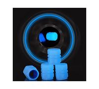 XIRUJNFD Universal Fluorescent Car Tire Valve Caps 4pcs, Luminous Tire Valve STEM Caps, Fluorescent Car Tire Valve Caps for Most Cars, Truck, SUV, Motorcycles, Bike (Blue,4pcs)