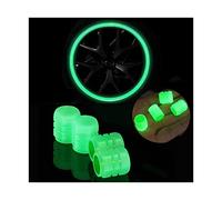 XIRUJNFD Universal Fluorescent Car Tire Valve Caps 4pcs, Luminous Tire Valve STEM Caps, Fluorescent Car Tire Valve Caps for Most Cars, Truck, SUV, Motorcycles, Bike (Green,4pcs)