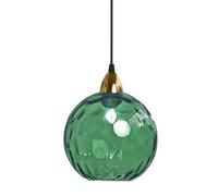 XIRYTU-H 15cm Lampada a Sospensione Sferica in Vetro Industriale D'epoca, Lampadario da Soffitto E27, Finitura Oro e Paralume in Vetro Ondulato, Plafoniera Per Sala da Pranzo (Verde, 15CM)