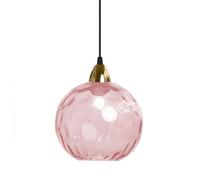 XIRYTU-H 15cm Lampada a Sospensione Sferica in Vetro Industriale D'epoca, Lampadario da Soffitto E27, Finitura Oro e Paralume in Vetro Ondulato, Plafoniera Per Sala da Pranzo (Rosa, 15CM)