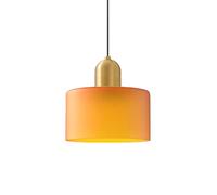 XIRYTU-H 20cm Lampada a Sospensione In Vetro Colorato, Finitura Oro Spazzolato, Altezza Regolabile, E27 Lampadario da Soffitto Moderna Per Cucina, Camera Da Letto, Soggiorno (Arancione smerigliato)