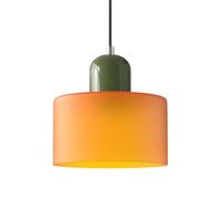 XIRYTU-H 20cm Lampadario in Vetro Stile Scandinavo, Lampada a Sospensione E27, Altezza Regolabile, Metallo & Vetro, Illuminazione Moderna per Cucina, Soggiorno, Sala da Pranzo, Bar (Arancione)