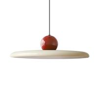 XIRYTU-H Lampadario a Sospensione LED 40cm, 36W Dimmerabile, Lampada a Soffitto Regolabile in Altezza, 3000K/4500K/6000K, Moderno in Metallo per Soggiorno, Sala da Pranzo (Rosso + Bianco Panna)