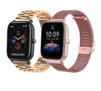 Xisair 2 Cinturini Compatibili con Amazfit GTS 4, GTS 4mini, GTS 3/2/2e/2mini, Bip 3/3Pro, GTR 42mm, GTR Mini Cinturino in Metallo in Acciaio Inossidabile per Orologi con Larghezza di 20 mm