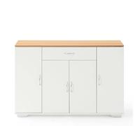 Xisilla Cassettiera bianca con 1 cassetto e 4 ante - Camera da letto credenza con decorazione in legno per soggiorno/corridoio, mobili moderni