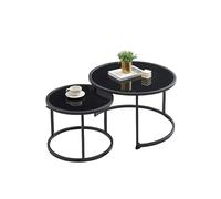 Xisilla Couchtisch Rund-Set (2-Teilig) Couchtisch Glas zwei-in-eins, geeignet für Wohnzimmer, Lounge, Home Office und Terrassen Weiß ø70cm und ø50cm