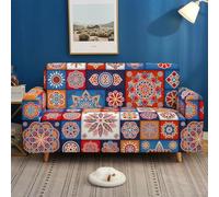 Xisnuient Copridivano Bohémien in Poliestere Elasticizzato 1/2/3/4 Posto Stile Etnico Multicolore Tessuto Antiscivolo Per Soggiorno Hotel Dormitorio Divano Decorazione Universale (Color 7,90-140 cm)