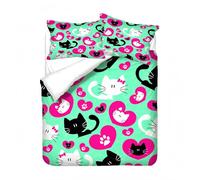 Xisnuient Set di Biancheria da Letto Copripiumino per Bambini con Stampa Animalier, Dinosauri Gatti e Cani Dello Zoo Microfibra di Poliestere Copripiumino e Federa 50x75 cm, 180x210 cm, Color 3