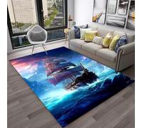 Xisnuient Tappeti Per Game 63D Di Stile Pirata Nave Fantasma, Tappeti Decorativi Per Stanze Giochi Di Adolescenti, Carpet Visivo Nave Marina Cool Per Soggiorno E Camera Da Letto (Colore 6,160x230cm)