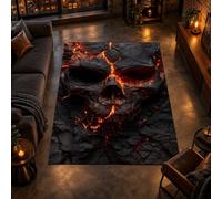 Xisnuient Tappeto 3D Effetto Cranio Lava Vulcanica - Tappeto Antiscivolo Morbido per Soggiorno, Camera da Letto, Sala Gaming - Decorazione Gotica Industriale per Casa (COLORE-1,80x160cm)