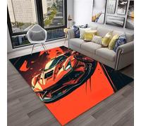 Xisnuient Tappeto Camera Da Letto Gaming Graffiti Ragazzo Bambini Tappeto Salotto Gamer Modello Di Auto Da Corsa Neon Lavabile Grande Antiscivolo Gioco Morbido (Colore 6,100x150cm)