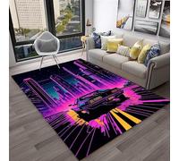 Xisnuient Tappeto Camera Da Letto Gaming Graffiti Ragazzo Bambini Tappeto Salotto Gamer Modello Di Auto Da Corsa Neon Lavabile Grande Antiscivolo Gioco Morbido (Colore 3,80x160cm)