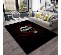 Xisnuient Tappeto con Motivo di Teschio Gotico, Tappeto Morbido Antiscivolo Lavabile con Estetica Oscura per Soggiorno Camera da Letto Sala Gaming (Colore 1,50x80cm)