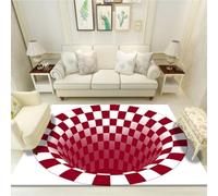 Xisnuient Tappeto con Motivo Vortice 3D Tappeto Illusione Ottica Tappeto con Griglia Bianca Nera Senza Buchi Tappeto da Camera da Letto Tappeto per Bambini Che Gattonano (Rosso,45x120 cm)