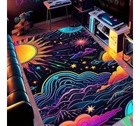 Xisnuient Tappeto Galassia Tappeto Spazio Cielo Stellato Nebulosa Arcobaleno Fascio Luce Antiscivolo Morbido Ragazzi Camera Soggiorno Sala Giochi Arredo Interno Casa Moderno (Colore 6,80x120cm)