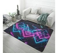 Xisnuient Tappeto Geometrico 3D Con Linee Al Neon Per Gaming, Ragazzi E Ragazze Adolescenti Tappeto Decorativo Camera Da Letto, Morbido Flanella Antiscivolo Soggiorno Sala E-sport (Colore 4,140x200cm)