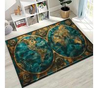 Xisnuient Tappeto in Flanella con Mappa Nautica Vintage e Navigazione, Morbido Antiscivolo con Design 3D di Navi Antiche, Lavabile Tappeto per Soggiorno Studio Arredamento Casa, 80x160 cm, Color 1