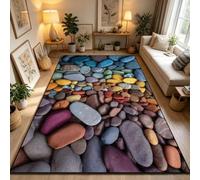 Xisnuient Tappeto stampa sassi colorati, base antiscivolo per salotto e camera (COLORE-1,160x230cm)