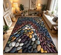 Xisnuient Tappeto stampa sassi colorati, base antiscivolo per salotto e camera (COLORE-3,140x200cm)