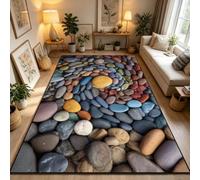 Xisnuient Tappeto stampa sassi colorati, base antiscivolo per salotto e camera (COLORE-4,80x160cm)