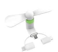 Xisnuient Ventilatore Mini Telefono 3 in 1, Ventola USB Portatile Lightning Type-C Micro USB, Ventilatore Silenzioso Pale Morbide, Raffreddamento Smartphone Casa Outdoor (COLORE-2)
