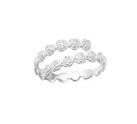 Xisulay Anello di design squisito anello fiori rosa per donne anelli aperti argento regolabili con gioielli floreali vintage il fidanzamento del matrimonio o regalo la ragazza della sposa D'argento