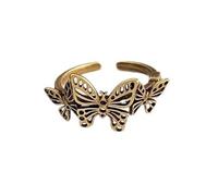 Xisulay Anello in stile vintage Gioielli dal design retrò Anelli a corona a farfalla cava con decorazione in strass Anello impilabile in lega di stile scuro per feste di fine anno Incontri Gioielli