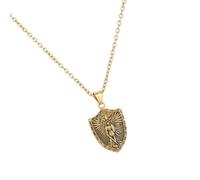 XITEA Collana con ciondolo a forma di arcangelo in acciaio inox, stile punk, ciondolo a forma di scudo angelico, Acciaio al titanio