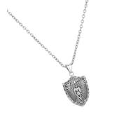 XITEA Collana con ciondolo a forma di arcangelo in acciaio inox, stile punk, ciondolo a forma di scudo angelico, Acciaio al titanio