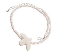XITEA Collana semplice con colombe bianche, elegante gioiello alla moda, orecchini a goccia, adatto per donne alla moda e regalo da donna, Resina