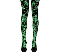 XITEA Collant da donna ad alta elasticità incandescente Spiderweb Design con tessuto traspirante Halloween Stokings per sport e feste Punta rinforzata Glow In calze scure, Glowinthedark Spi, Taglia
