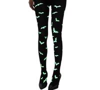 XITEA Collant da donna ad alta elasticità incandescente Spiderweb Design con tessuto traspirante Halloween Stokings per sport e feste Punta rinforzata Glow In calze scure, pipistrello Glowinthedark